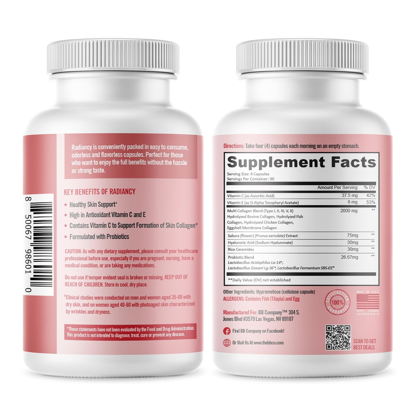 BB Company Radiancy | Vaginal Probiotics for Vaginal Dryness, pH Balance | Fights Itch, Odor | Anti-Aging | Hyaluronic Acid, Probiotics