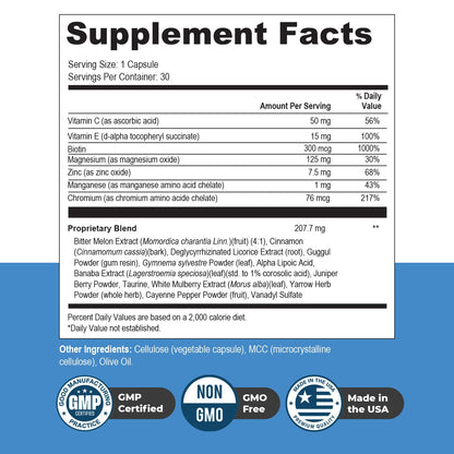 Nature’s NutriWave Glucotrust Capsules Supplement, Original Formula, 100% Natural Herbal Blend, Gymnema sylvestre, Chromium,