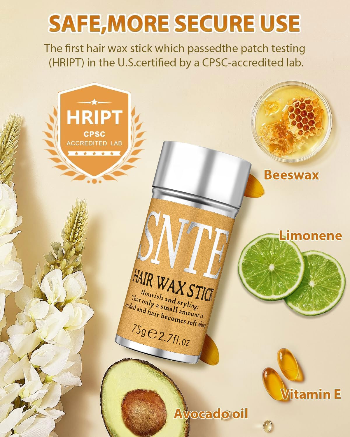 Samnyte Hair Wax Stick, Gel Tamer for Flyaways, Nourishing Slick Stick Pomade for Women & Kids, Slick Back & Styling Cream