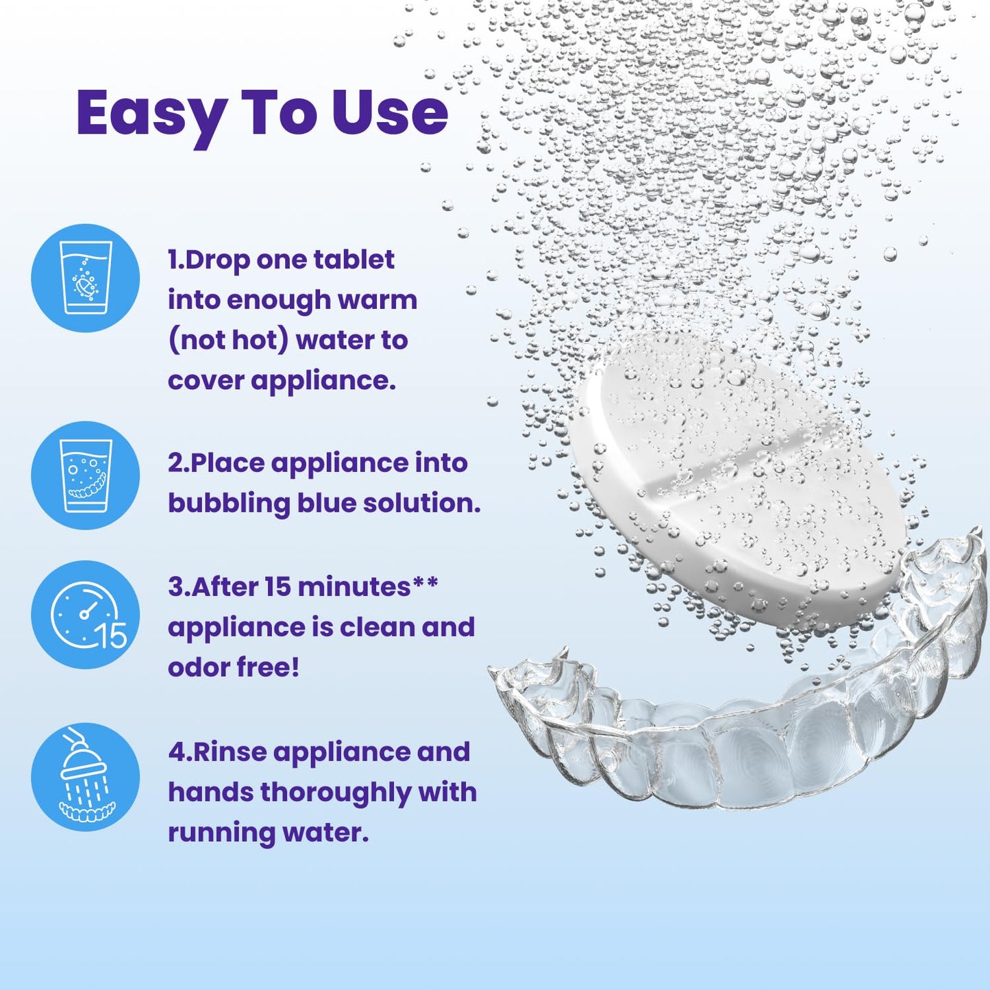 Retainer Brite - Retainer Cleaner Tablets for Invisalign, Mouth Guard Cleaner, Night Guard Cleaning and More. Cleaning Tablets for Ultrasonic Cleaners.