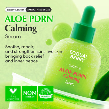 EQQUALBERRY Aloe PDRN Calming Smoothie Serum – Soothing Korean Skin Care for Sensitive Skin, Cica & Aloe for Repair, Hydrating & Radiant Glow