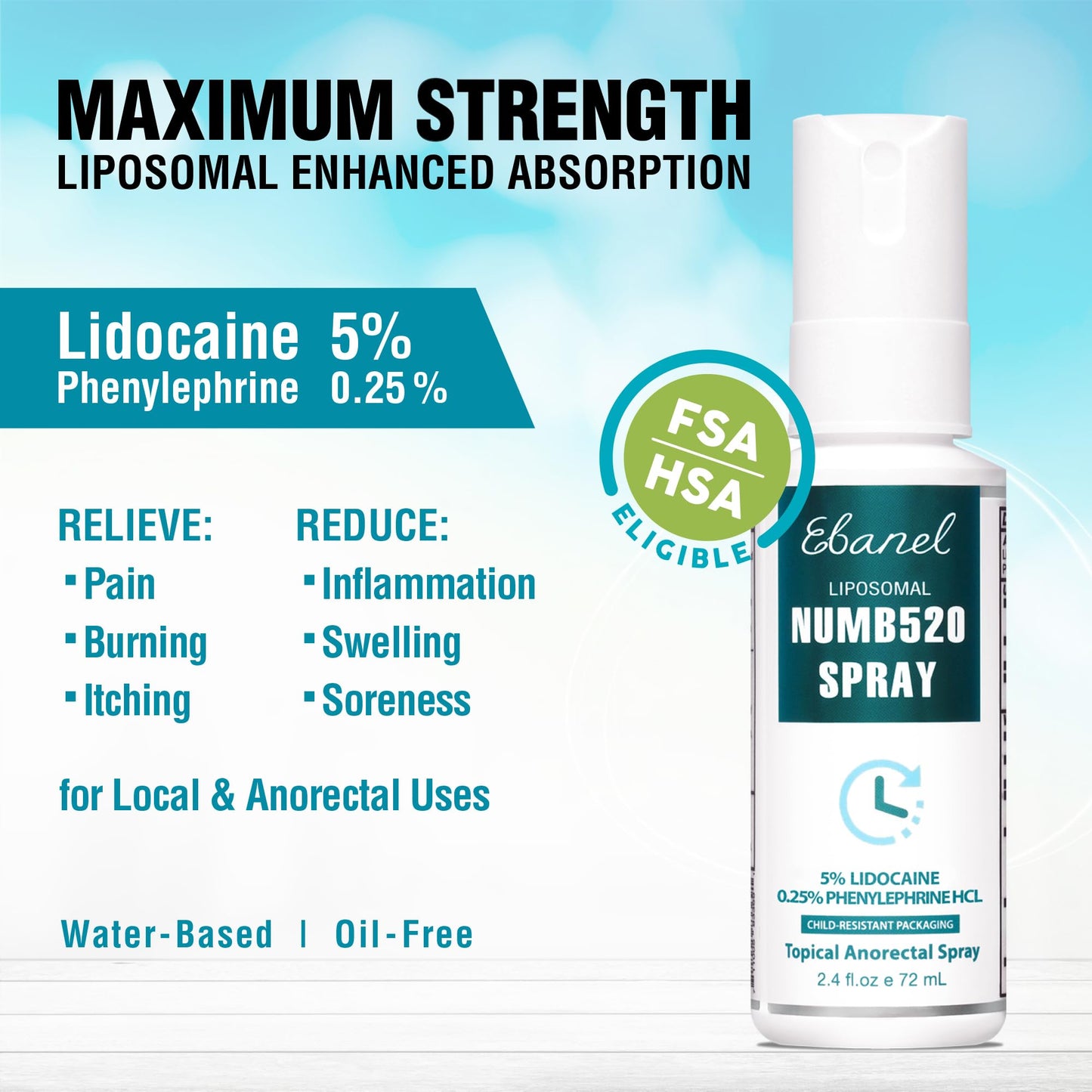 Ebanel Bundle of Fungus Treatment 1 Oz, and Lidocaine Numbing Spray