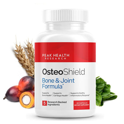 OsteoShield Peak Health Research - Bone & Joint Formula - Calcium Supplements for Women & Men with Vitamin D3, K2 & Aquamin