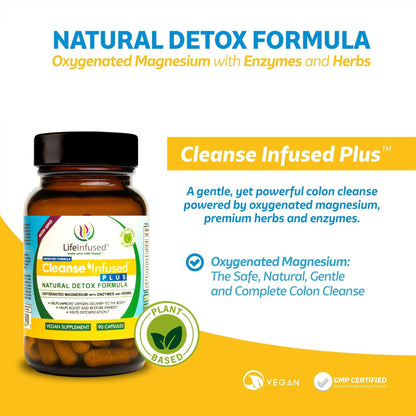 Life Infused Cleanse Infused Plus Digestive Support Supplement – Oxygenated Magnesium with Enzymes & Herbs, Supports Digestive