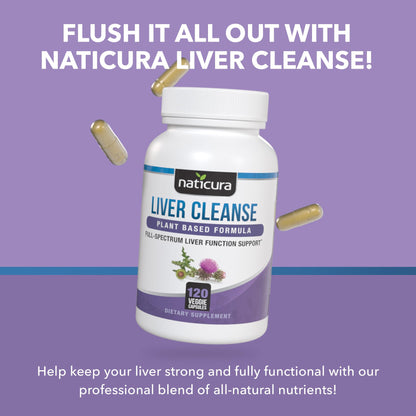 Naticura Liver Cleanse Plant-Based Formula - Vegan Full Spectrum Supplement with Milk Thistle, Vitamin C and Zinc for Liver Function and Immune Support - 120 Capsules