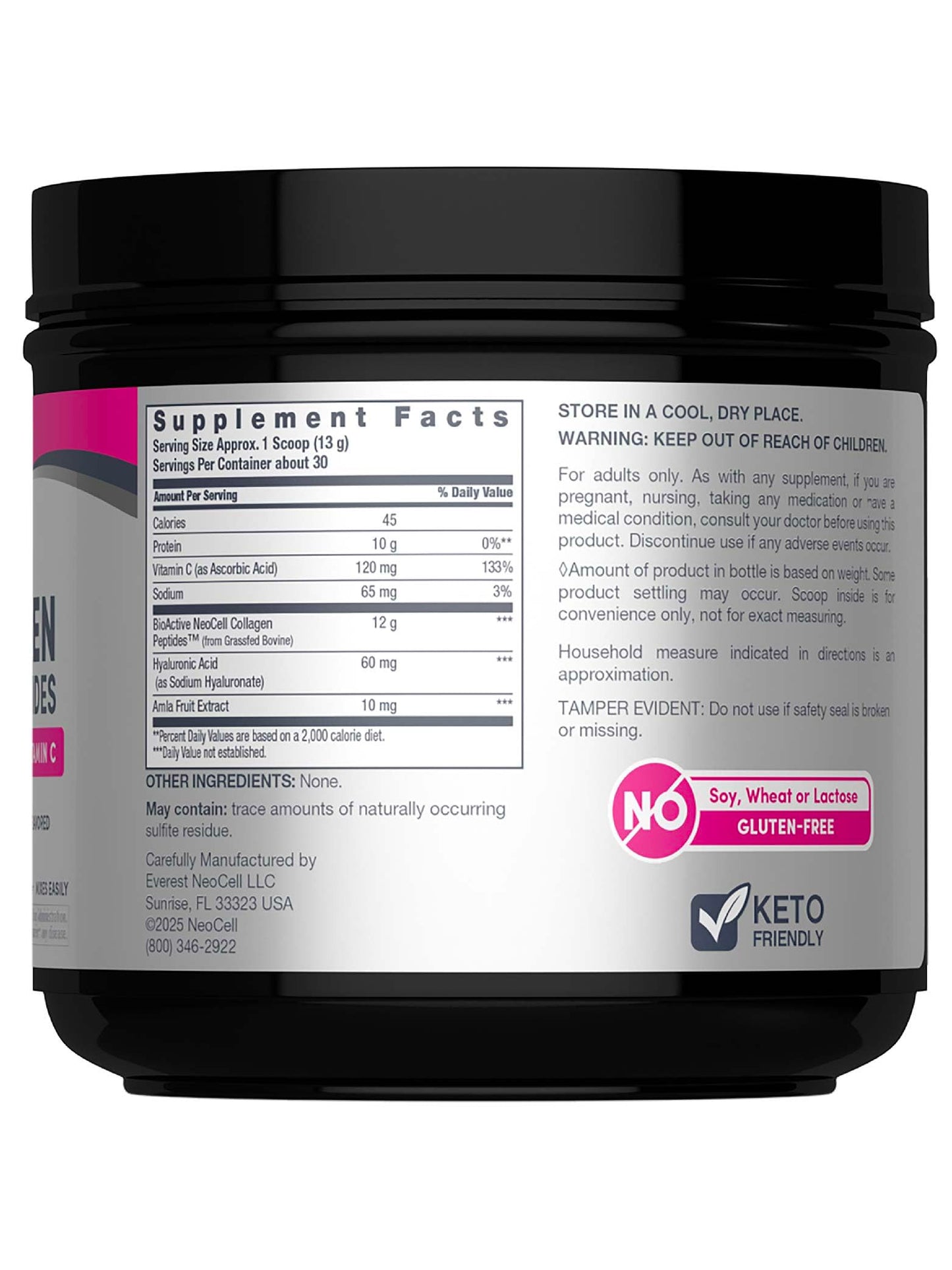 NeoCell Super Collagen Peptides | 13.7 oz | Grassfed Bovine | With Hyaluronic Acid and Vitamin C | Non-GMO, Gluten & Soy Free Supplement
