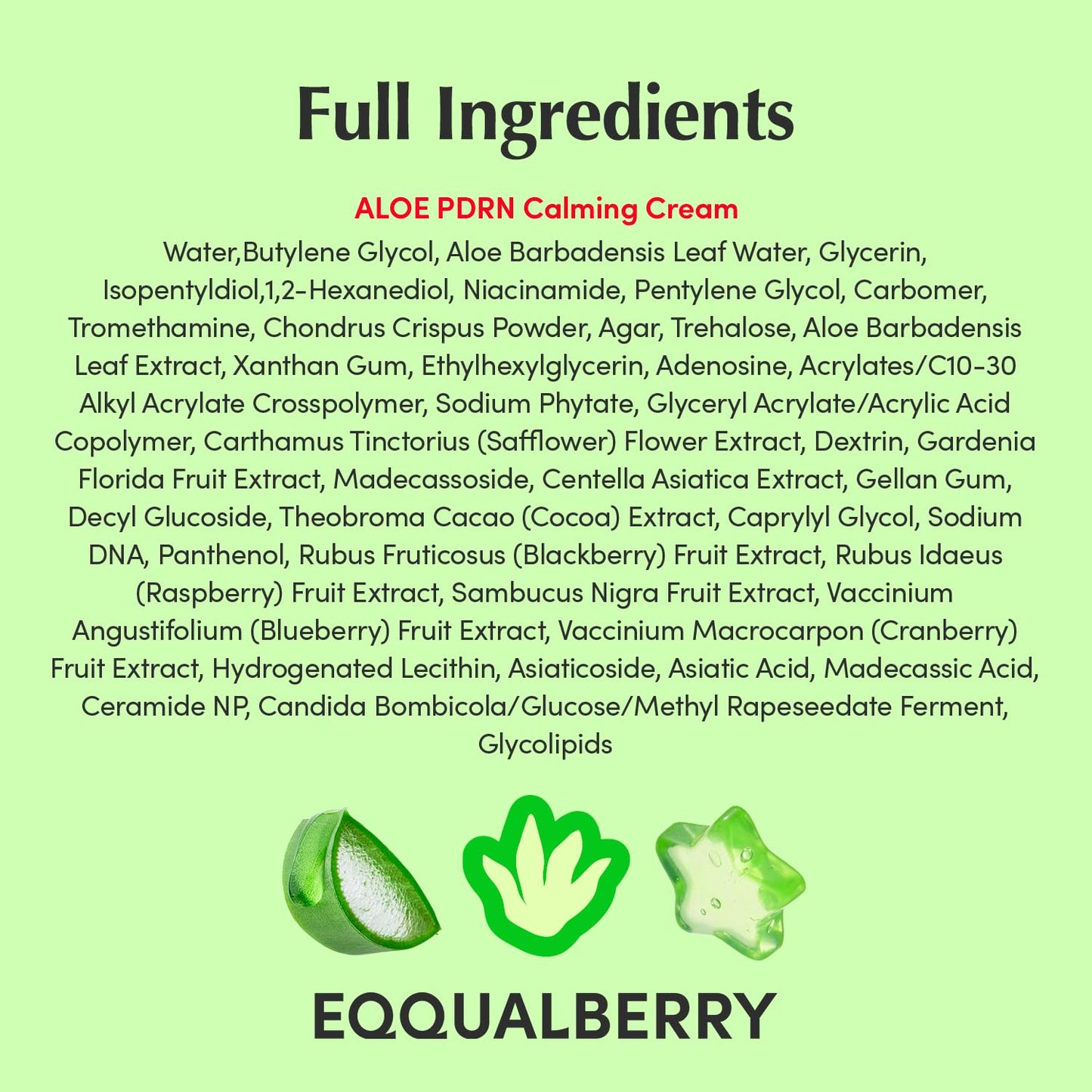 EQQUALBERRY ALOE PDRN Calming Cream | 7% Aloe PDRN & 10% Aloe Vera Water + 5-Cica | Cooling Gel Moisturizer for Oily Skin, Barrier Repair & Blemish Marks