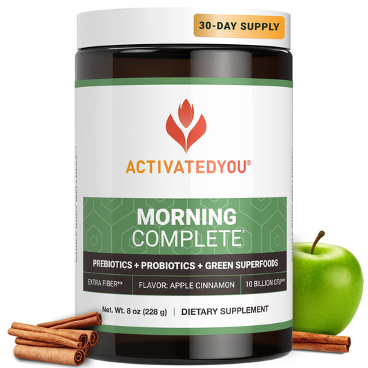 ACTIVATEDYOU Morning Complete Daily Wellness Greens Superfood Drink Mix for Gut Health w/Prebiotics, Probiotics, Antioxidants, Green Superfoods,