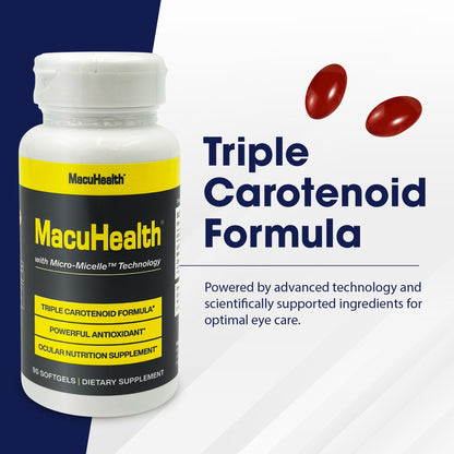 Macuhealth Triple Carotenoid Formula - Eye Vitamins for Adults - 90 Softgels, 3 Month Supply
