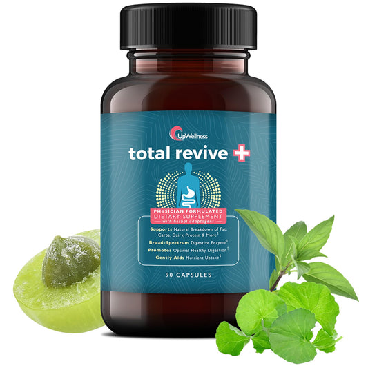 UpWellness Total Revive+ Digestive Enzymes - Broad-Spectrum Enzymes for Digestive Health - Supports Gut Health and Nutrient Absorption