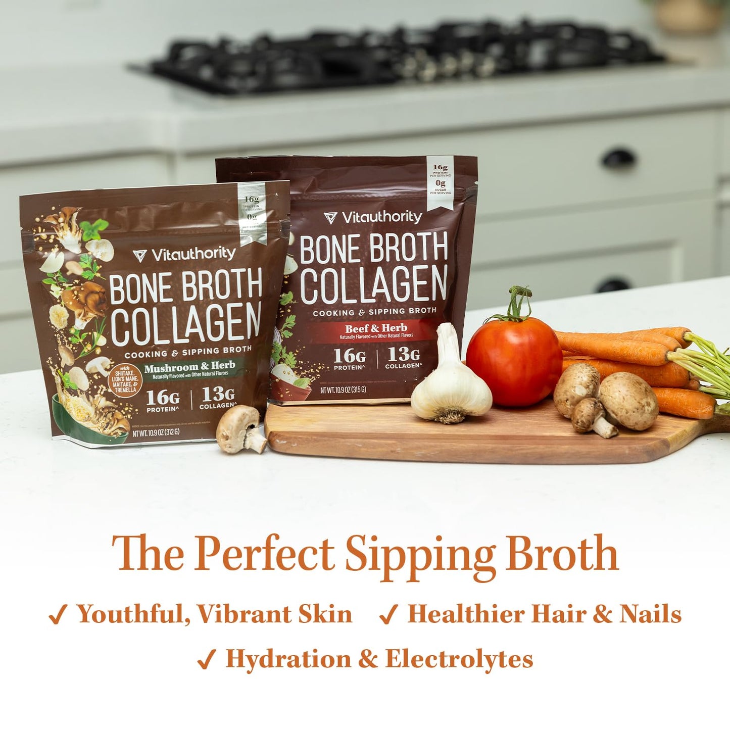 Bone Broth Collagen Powder 16g Collagen Protein per Serving Supports Joints Skin Nails & Gut Health Made from Real Beef Bone Broth Savory Collagen