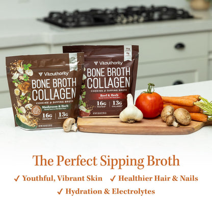 Bone Broth Collagen Powder 16g Collagen Protein per Serving Supports Joints Skin Nails & Gut Health Made from Real Beef Bone Broth Savory Collagen