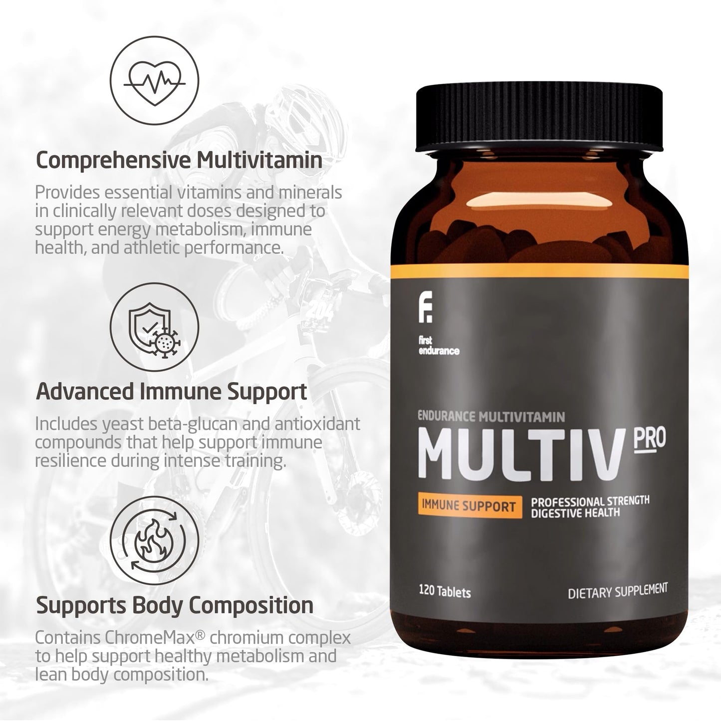FIRST ENDURANCE MULTIV-PRO - Professional Grade Daily Multivitamin for Men and Women, Immune Support Vitamin Supplement for Energy, Sleep, Digestive Health,