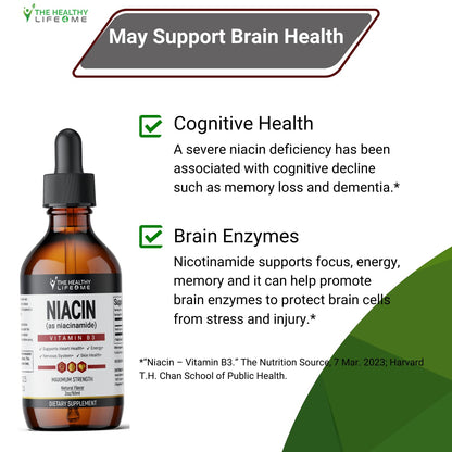 The Healthy Life 4 ME Vitamin B3 Niacinamide Liquid | 20mg Serving 60 Days Supply | Vitamin B Liquid Drops | 2oz Clear