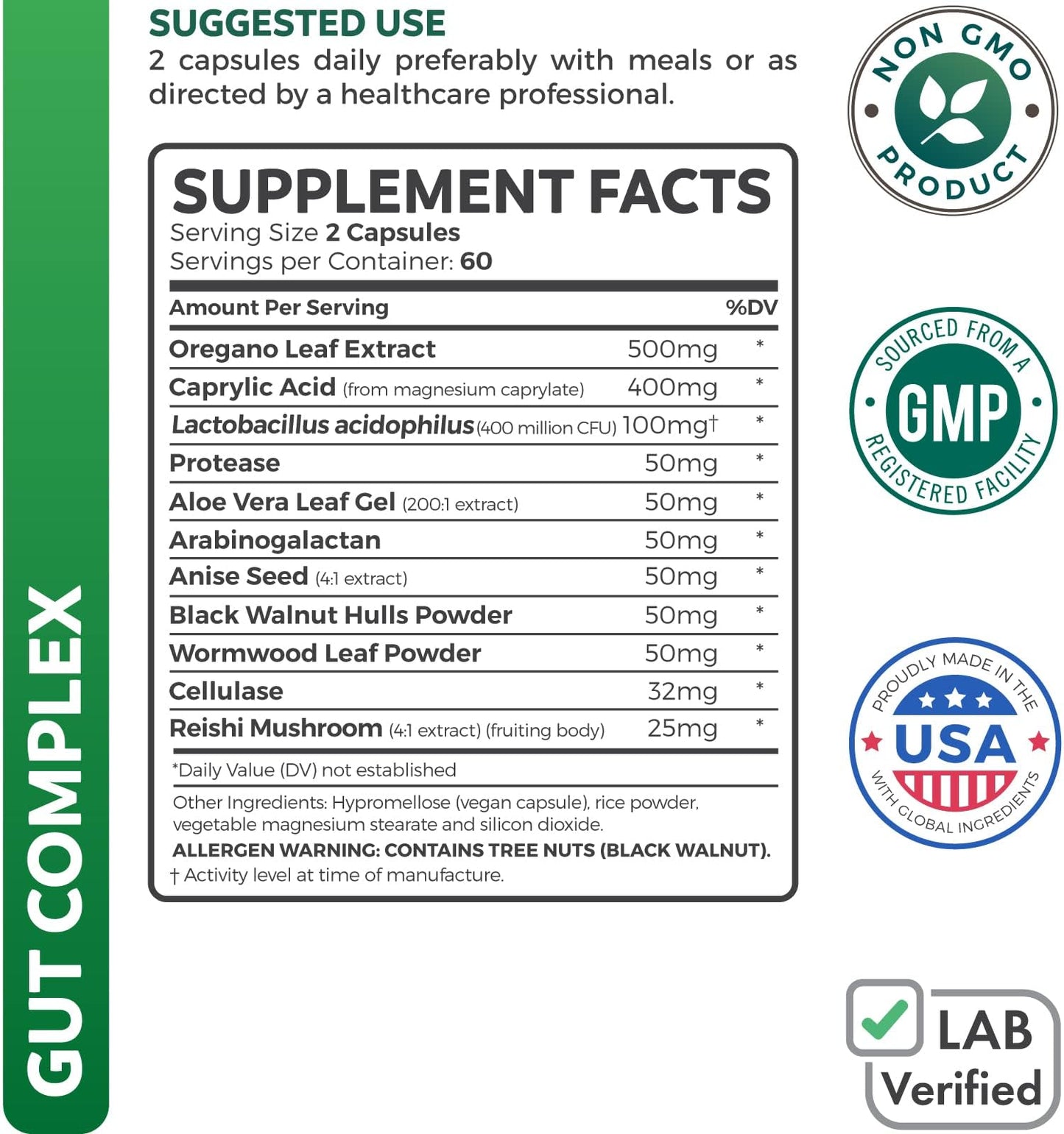 Candida Support (120 Capsules) - Caprylic Acid, Oregano Oil & Probiotics Help Maintain Already Normal Levels of Yeast and Candida - Vegetarian
