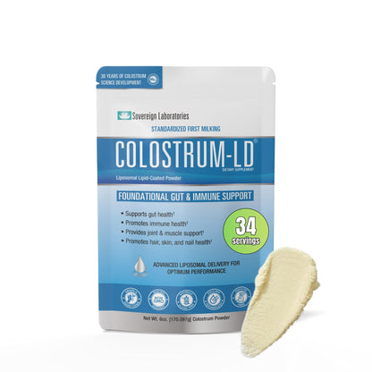 Sovereign Laboratories Colostrum-LD Powder | Unflavored | Liposomal Delivery, Max Absorption | 6 oz/ 34 Servings