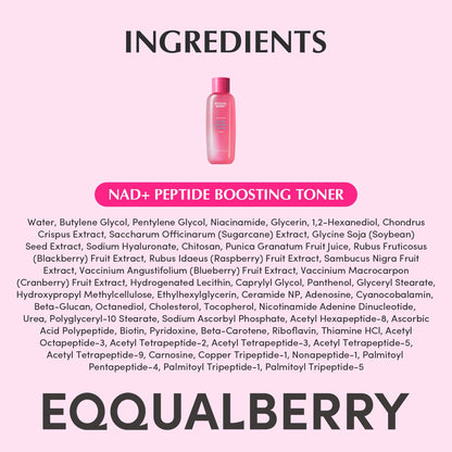 EQQUALBERRY NAD+ Peptide Boosting Toner – NAD+ 5% & 13 Peptides Anti-Aging Korean Skincare Hydrating Face Toner | Firming & Lifting Pink NAD