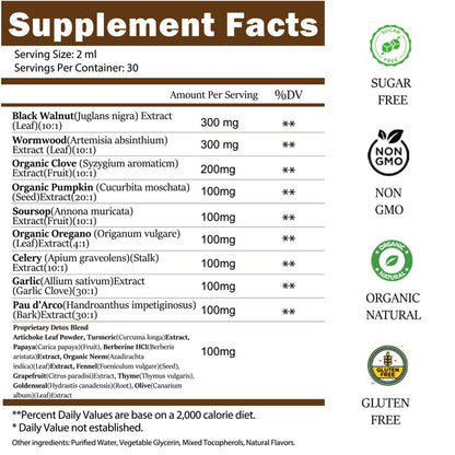 Scibalia Wormwood Black Walnut Clove Cleanse for Human Drops, 19-in-1 Triple-Action Gut Detox & Digestive Wellness Organic Wormwood Tincture w. Soursop