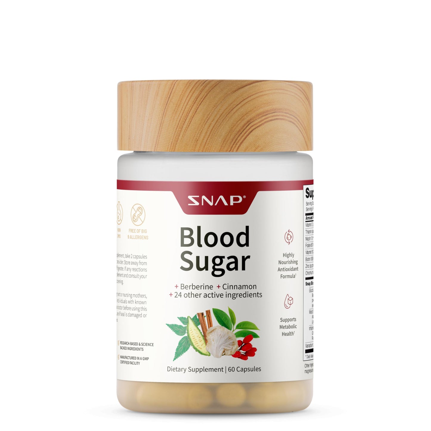 Snap Supplements Blood Sugar Blend, CoQ10, Cinnamon, and Gymnema to Support Already Healthy Blood Sugar, Metabolic Health and Energy,