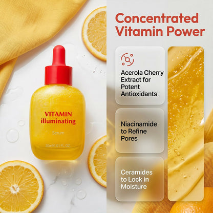 Vitamin Illuminating Serum, with Niacinamide Acid & Hyaluronic Acid Vitamin C Face Serum Helps Reduce Dark Spots & Signs of Uneven Tone Care
