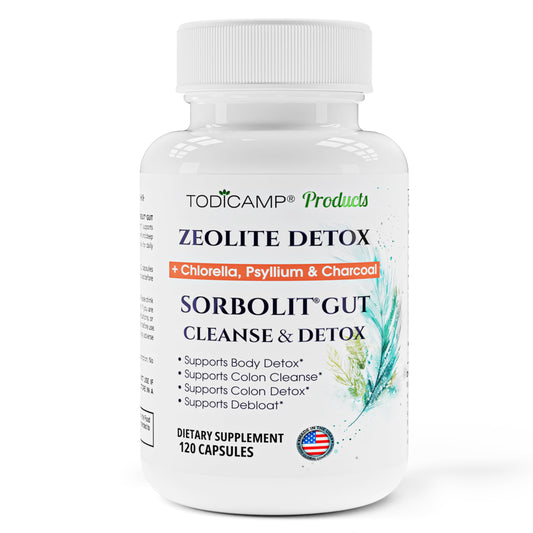 SORBOLIT Colon Cleanse Formula + Debloat - Zeolite Detox, Chlorella, Activated Charcoal & Psyllium Husk Fiber for Gut Health, Gut Cleanse,