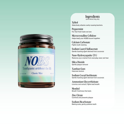 NOBS (No Bad Stuff) Toothpaste Tablets - Nano Hydroxyapatite, Fluoride & Plastic Free, Eco & Travel Friendly - Remineralize with NHA (3 Month)
