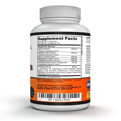 Sigmaceutical Super Antioxidant Capsules – 6 Superfruit Blend with Goji Berry, Acai, Resveratrol for Immune Support