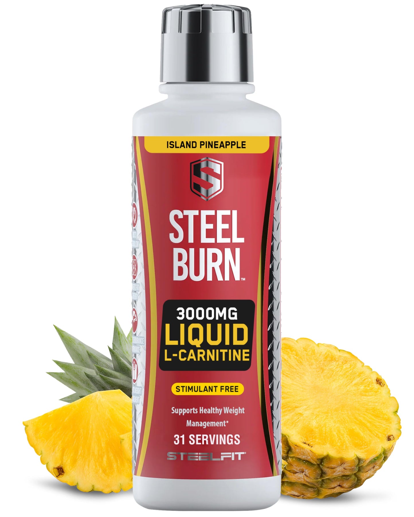 SteelFit Steel Burn, Premium Liquid L-Carnitine, 3000mg - Stimulant-Free & Clean Workout Drink for Men & Women Supports Healthy Weight Loss Management