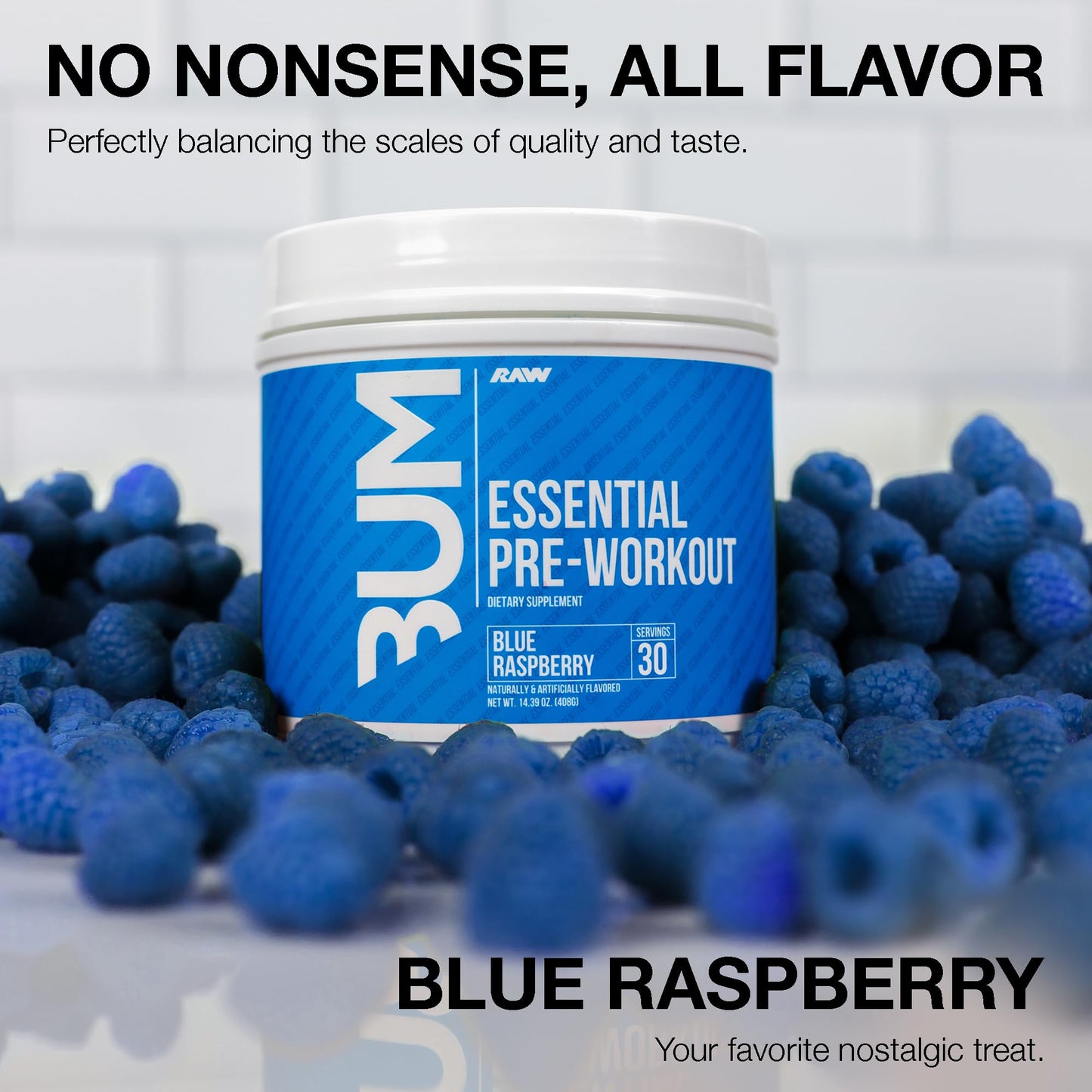 RAW Nutrition - Essential Pre - Chris Bumstead Pre Workout Formula, Sports Nutrition Pre-Workout Powders | Men & Womens Drink, Energy Powder
