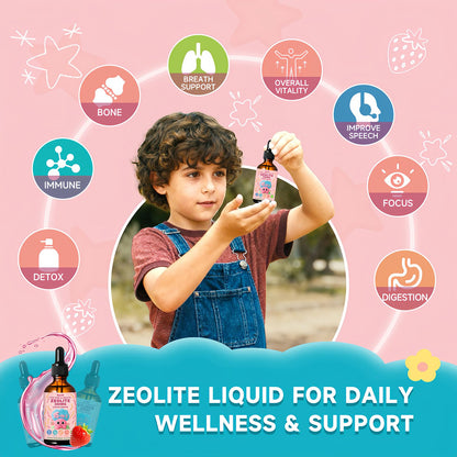 Zeolite Drops 2 Pack Detox for Kids & Adults - 300mg Clinoptilolite, 1000mcg Vitamin B12 C D3, 10 Billion CFU Prebiotics, Seaweed Calcium - Pure Body Cleanse