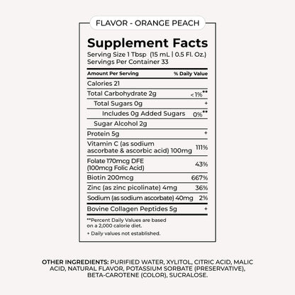 MAËLYS Collagen + BIOTIN Supercharged Liquid Collagen - Drinkable Hydrolyzed Type I & III Collagen Supplement with Biotin, Vitamin C, Zinc & Folic Acid