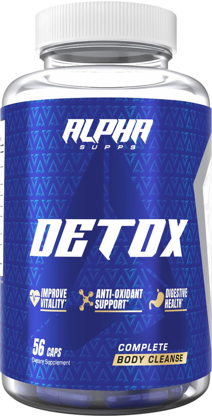 Alpha Supps Detox 14 Day Full Body Cleanse & Gut Support - Natural Detoxify Formula for Women & Men with Cascara Sagrada, Psyllium Husk & Senna Leaf