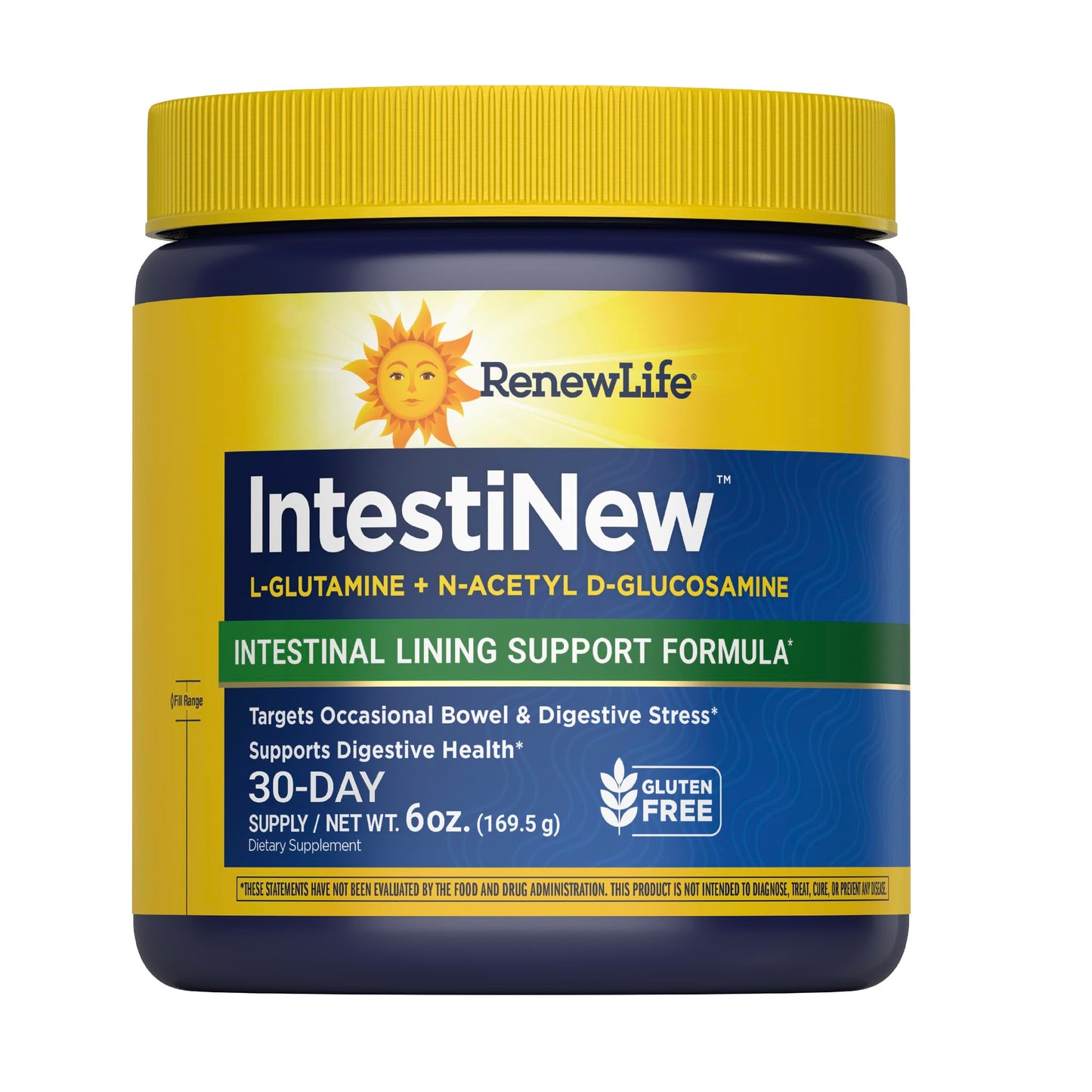 Renew Life IntestiNew Intestinal Lining Support Formula, Powder Supplement Supports Digestive Health, L-Glutamine