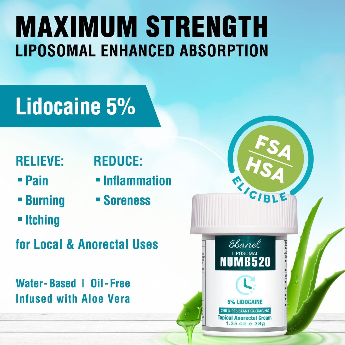 Ebanel Bundle of Fungus Treatment 1 Oz, and Lidocaine Numbing Cream