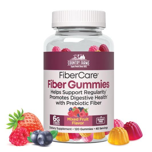 Country Farms Fiber Care Prebiotic Gummies, 6g of Fiber Per Serving, , FOS from Beets, Digestive Health and Bloat, Supports Regularit