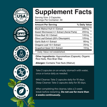 PARA-X Herbal Gut Health Supplement - Immune Support with Black Walnut Wormwood & Cloves - Supports Digestive Health & Gut Health for Women & Men