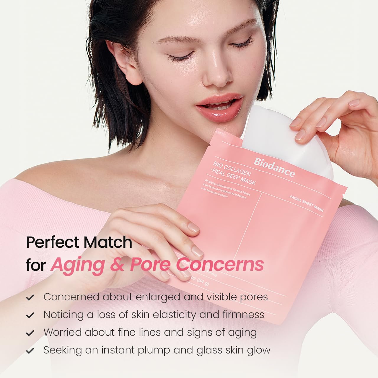 BIODANCE Bio-Collagen Real Deep Mask, Hydrating Overnight Hydrogel Face Mask, Pore Minimizing, Plumping, Elasticity Improvement, Korean Skin Care,