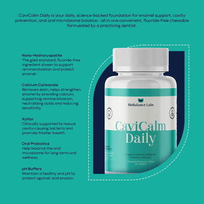 Cavity Protection Chewable Tablet - for Healthy Teeth & Gums - Fresh Breath - Nano Hydroxyapatite - Xylitol - Oral Probiotic Supplement