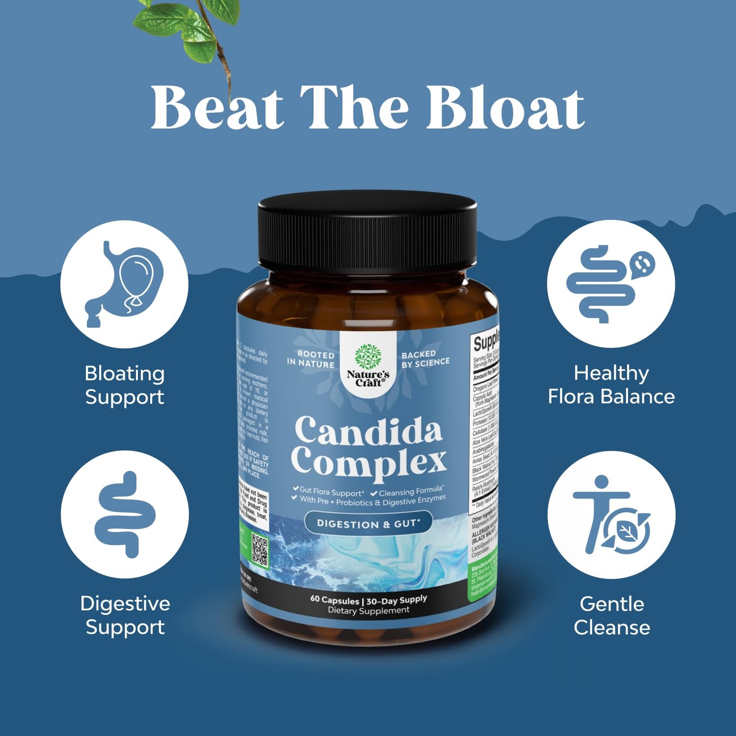 Candida Cleanse Detox for Women - Anti Overgrowth Gut Detox for Women with Caprylic Acid Black Walnut Wormwood and Oregano - Full Body Cleanse