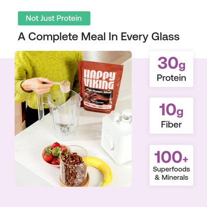 Happy Viking Plant-Based Protein Powder +100 Superfoods Vanilla Meal Replacement Shake, Created by Venus Williams, 30g Plant Protein, 10g Fiber, Vegan, Gluten-Free, Non-GMO, 15 Meals