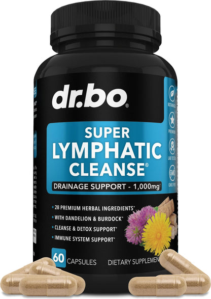 Lymphatic Drainage Supplements Pills - Lymphatic Support Total Herbal Cleanse Products Echinacea, Ginger, Dandelion, Red Root & Red Clover Supplement