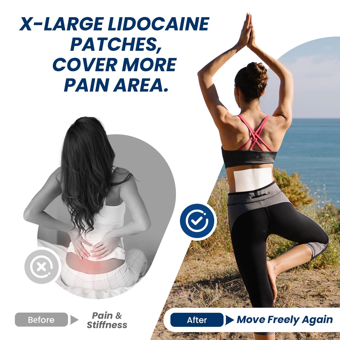 Sumifun XL Lidocaine Patches for Pain Relief, 4% Lidocaine Maximum Strength OTC, Extra Large 4.72"x7.87" for Full Back Pain Patches & Large Areas (Extra Large, Count, 20) SumifunBuy Supplements Australia