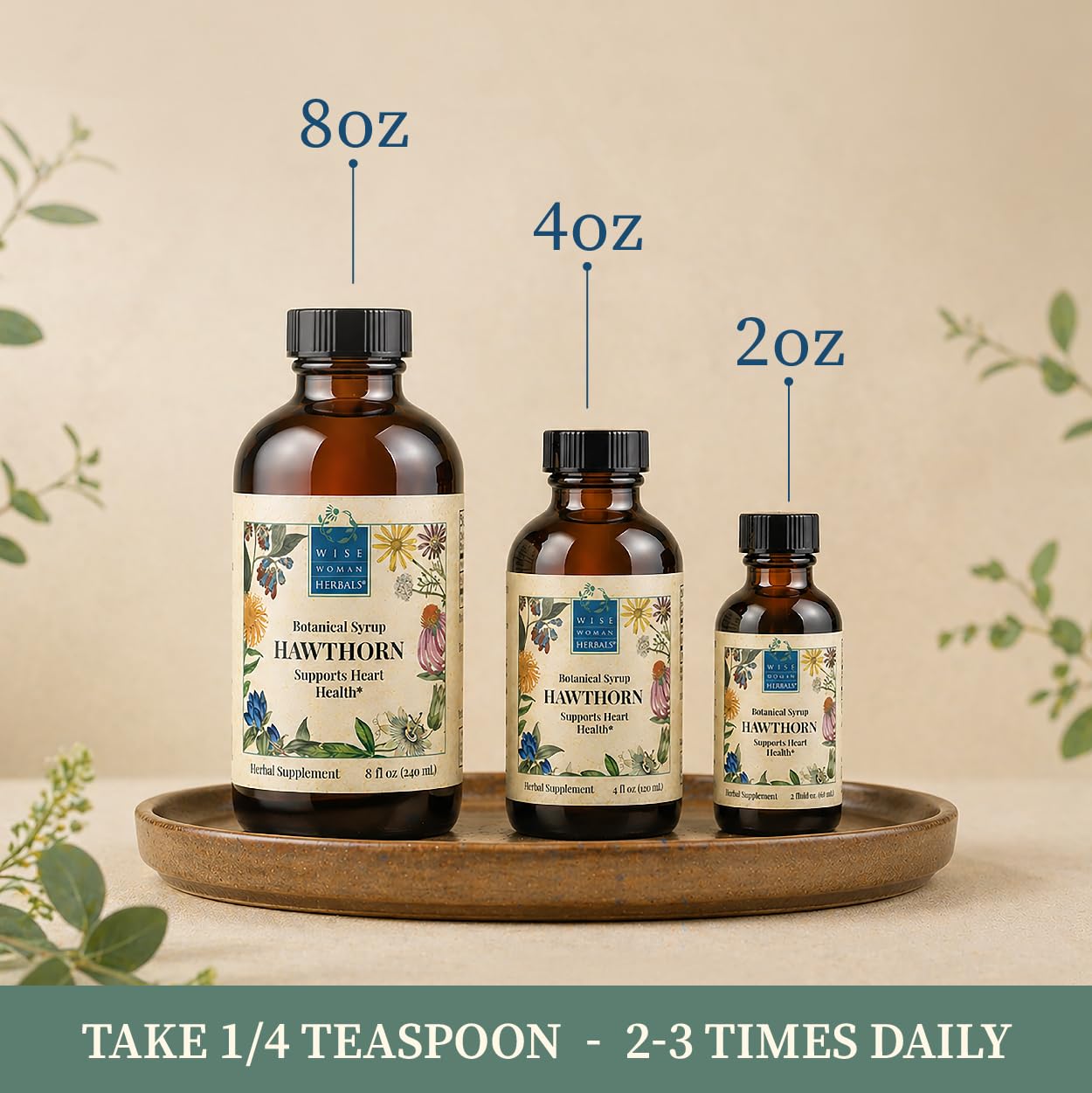 Wise Woman Herbals Hawthorn Botanical Syrup, Alcohol-Free Hawthorn Berry Solid Extract 4:1, Promotes Healthy Circulation, Antioxidant Protection, Herbal Cardiovascular Support, 4 Fl Oz