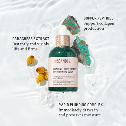 Biossance Squalane + Copper Peptide Rapid Plumping Serum - Face Serum for All Skin Types - Visibly Plumping + Firming Skin, Fine Lines + Wrinkles,