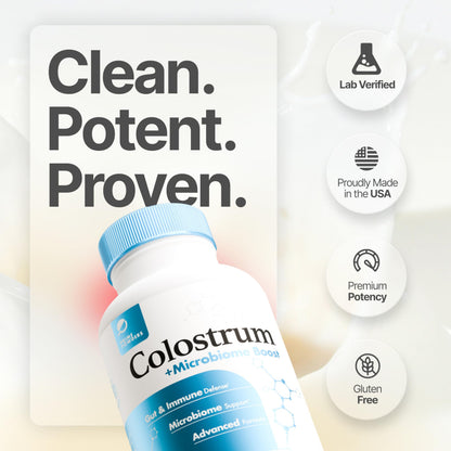 Prime Powders Colostrum Capsules | Grass-Fed Bovine Colostrum with Akkermansia Probiotic 1B AFU | Microbiome & Gut Support