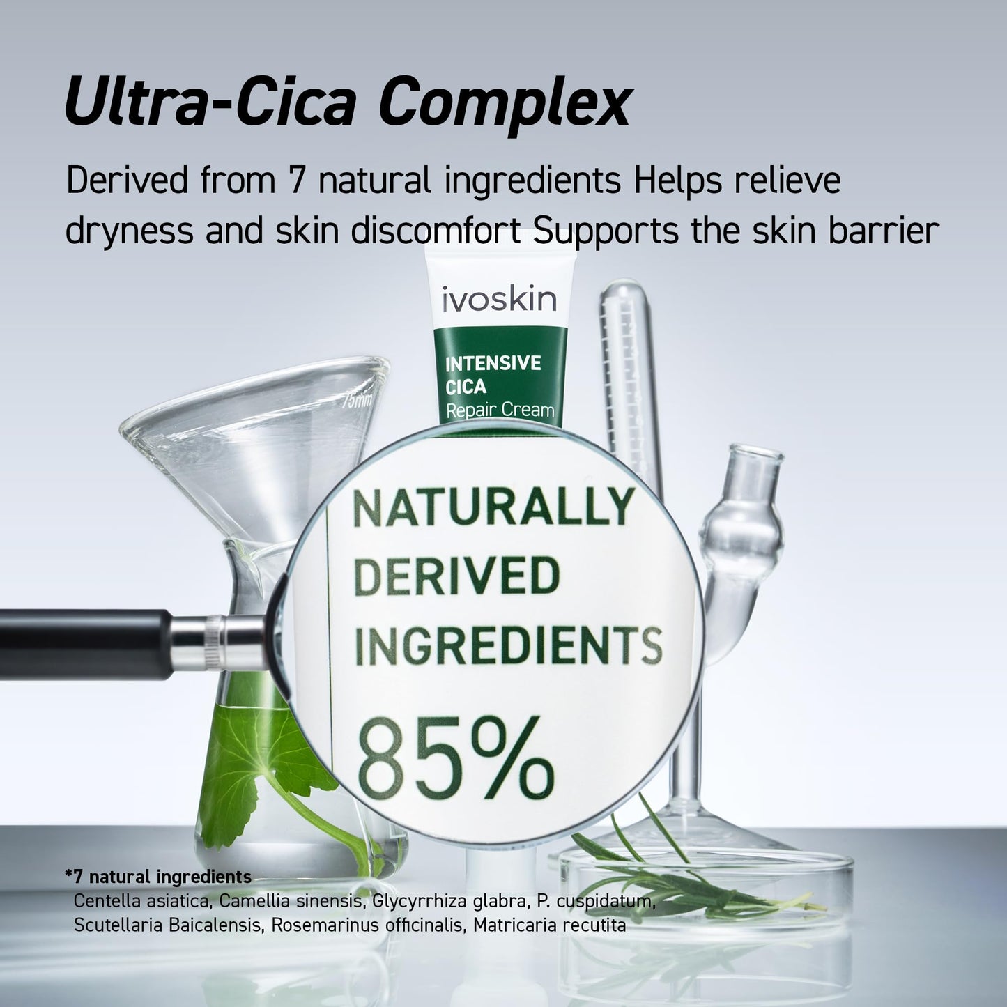 IVOSKIN Cica Redness Relief Treatment Cream, Soothing & Hydrating Green Correcting Moisturizer with Madecassoside, Helps Repair Skin Barrier for Sensitive Skin