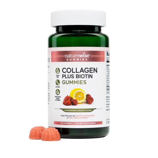 NatureWise Collagen Gummies - Hydrolyzed Collagen Gummies - Type 1 & 3 Peptides for Women + Biotin, Vitamin C, E, & Zinc for Hair Skin and Nails Support - 60 Count[1-Month Supply] NatureWise buy supplements Au