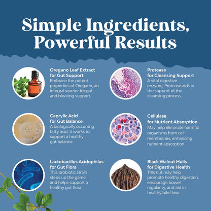 Candida Cleanse Detox for Women - Anti Overgrowth Gut Detox for Women with Caprylic Acid Black Walnut Wormwood and Oregano - Full Body Cleanse