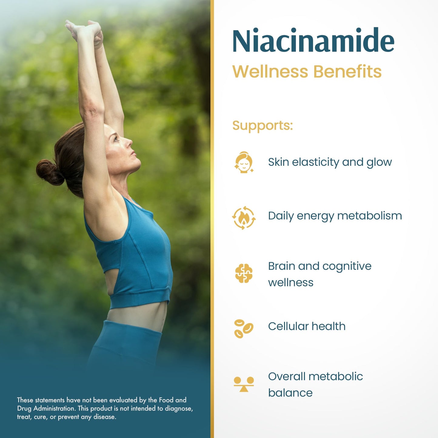 Vykee Nutrition Niacinamide Capsules - Vitamin B3 Supplement for Skin Wellness Cellular Energy and Metabolic Support - Vegan, Non-GMO Gluten Free