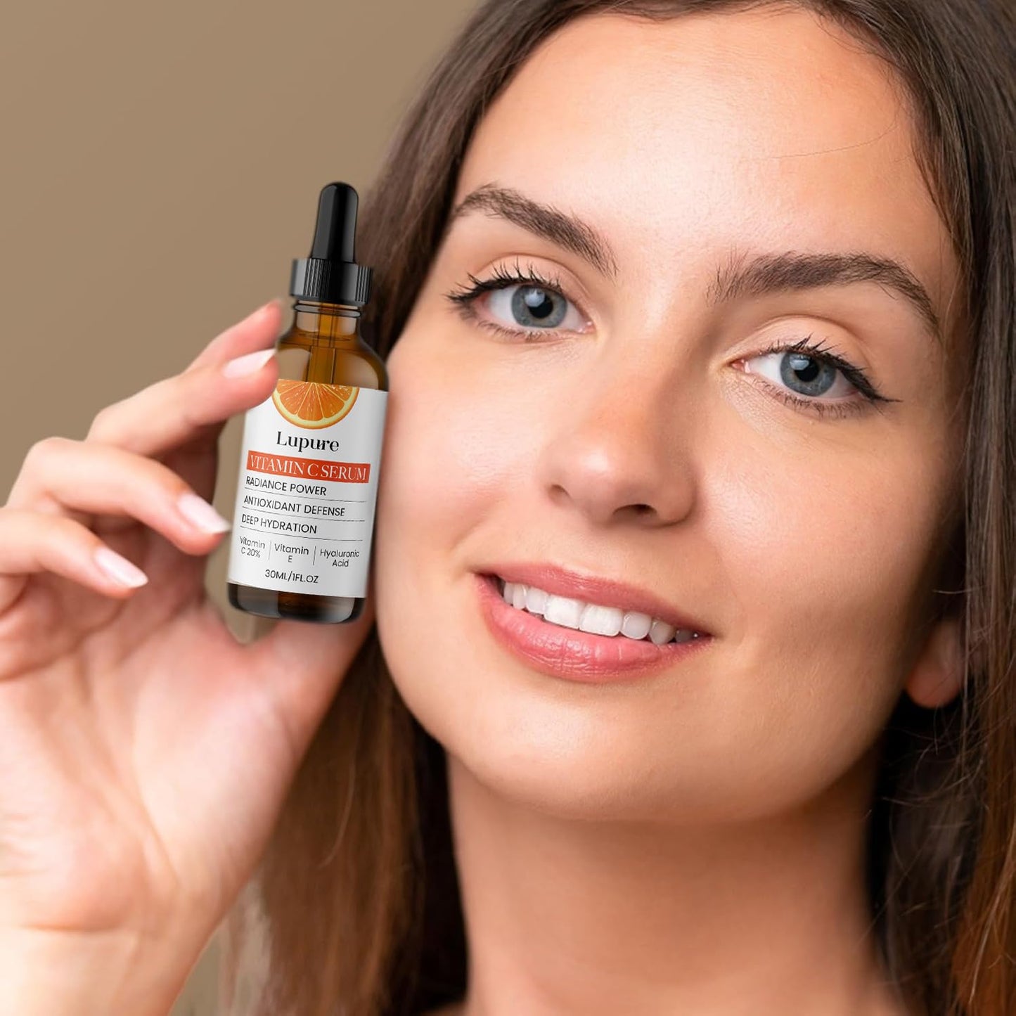 Lupure Professional Vitamin C Face Serum 20%, Anti Aging Facial Super Vit C Serum with Ascorbic Acid Hyaluronic Acid & Vitamin E for Dark Spots,